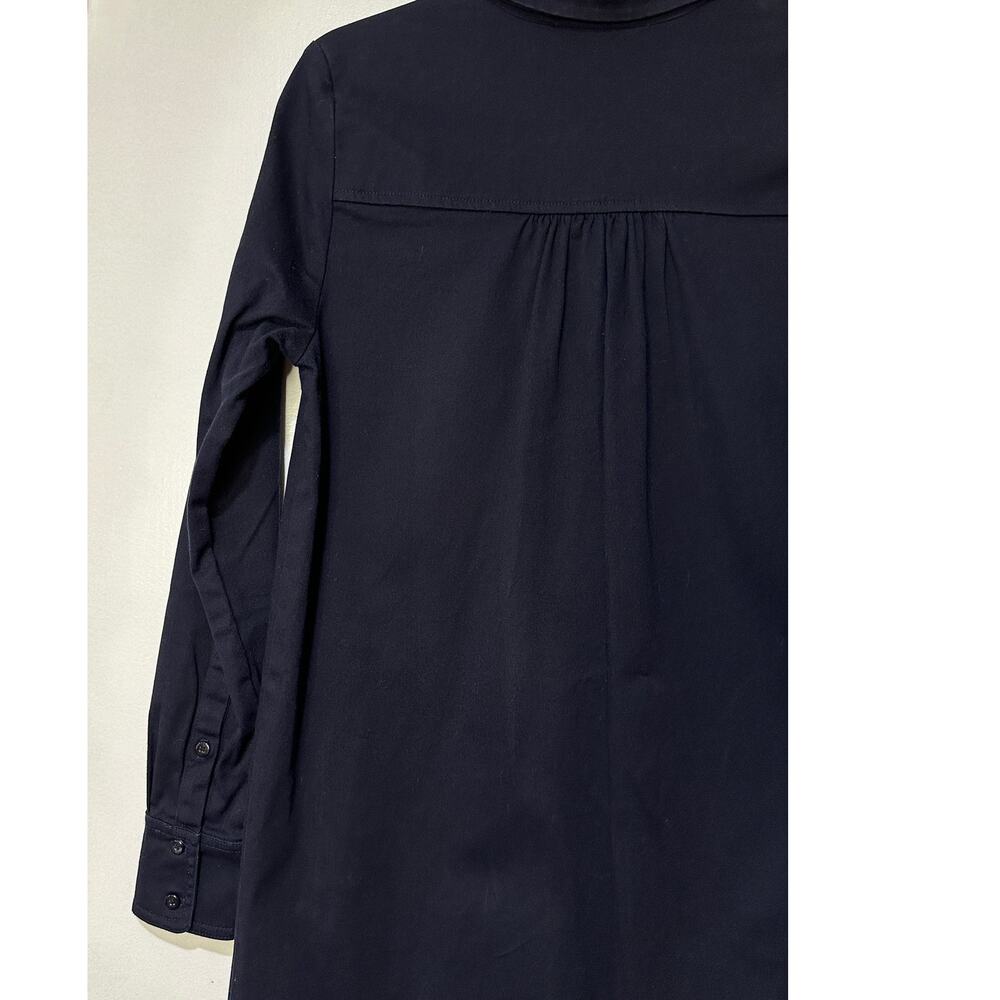 Edward An Navy Cotton Twill Long Sleeve Shirt Dress Size Small EUC Collar - Picture 10 of 15